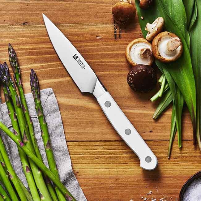 Zwilling PRO Le Blanc 4-Inch Paring Knife on table