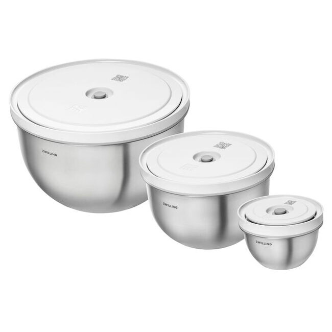 Product Zwilling Fresh & Save Bowls | Stainless Steel Vacuum Bowl Set S/M/L | Silver-white | 6-pc