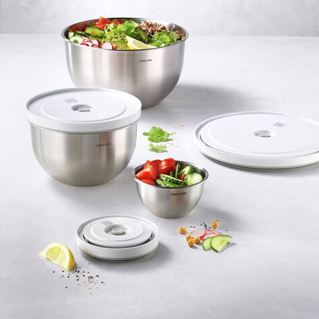 Zwilling Fresh & Save Bowls | Stainless Steel Vacuum Bowl Set S/M/L | Silver-white | 6-pc