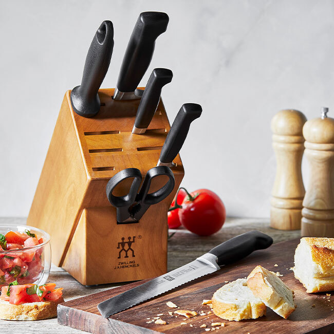 Zwilling J A Henckels FOUR STAR 7-pc, Knife Block Set | Natural