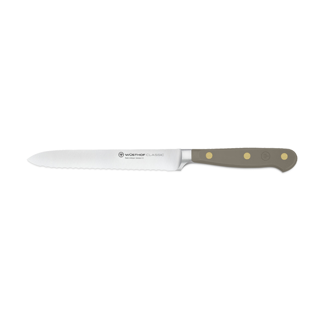 Product Wüsthof Classic 5” Serrated Utility Knife | Velvet Oyster