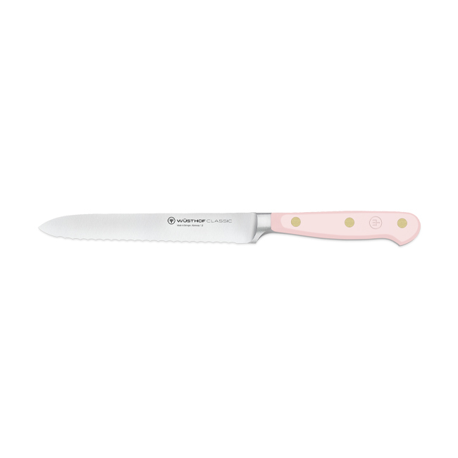 Product Wüsthof Classic 5” Serrated Utility Knife | Pink Himalayan Salt