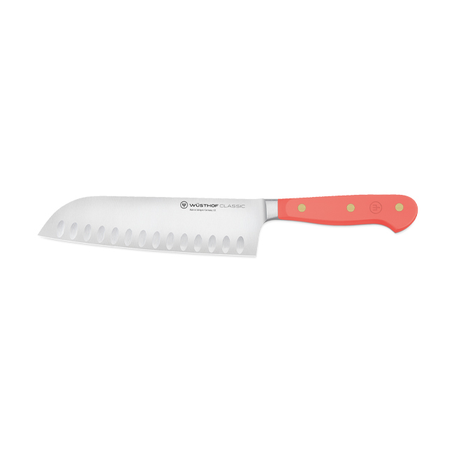 Wüsthof Classic 7” Hollow Edge Santoku Knife | Coral Peach