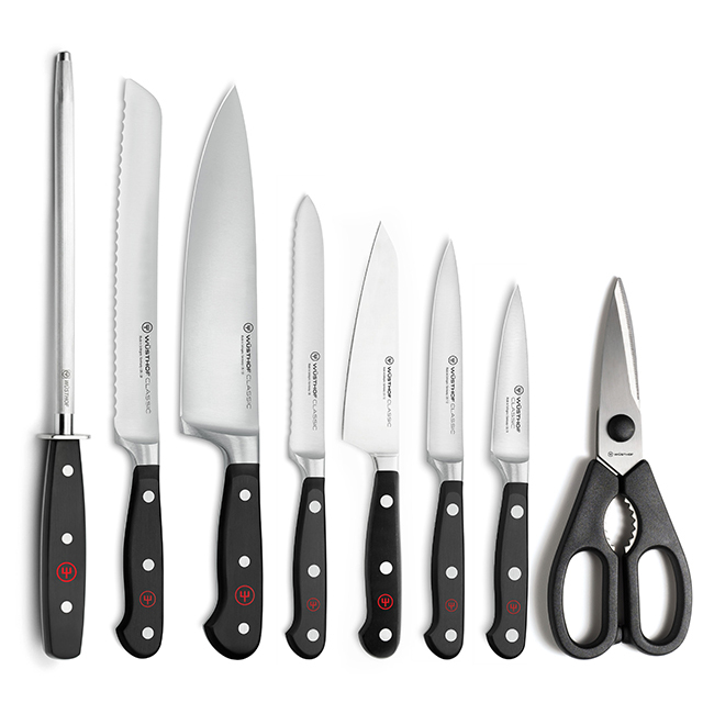 Wüsthof Classic 9-Piece Knife Block Set | Sharpening Steel, Knives & Shears