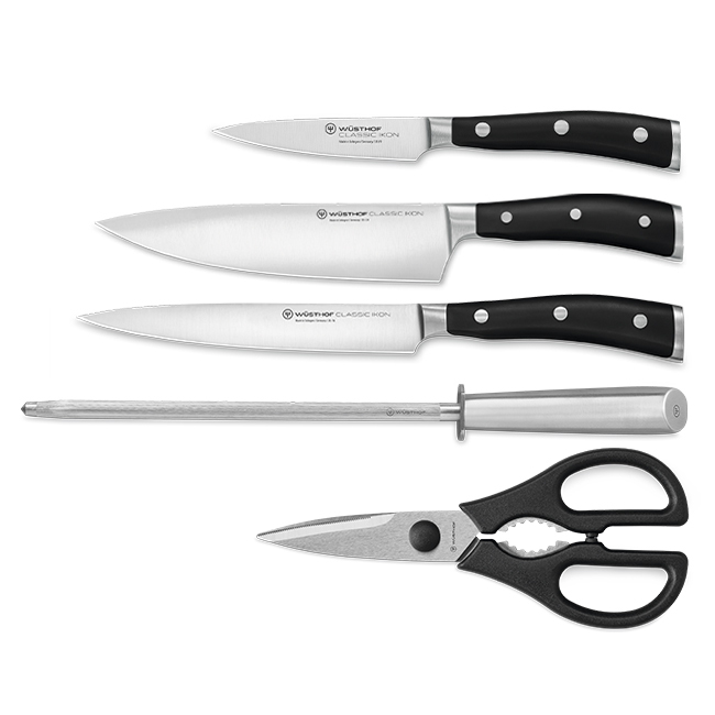 Wüsthof Classic Ikon 6-Piece Starter Knives, Honing Steel, Shears