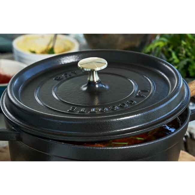 Staub Cast Iron 7 Qt. Round Cocotte in use