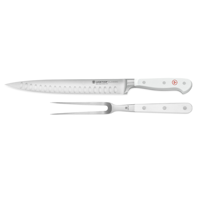 Wüsthof Classic 2-Piece Hollow Edge Carving Set | White