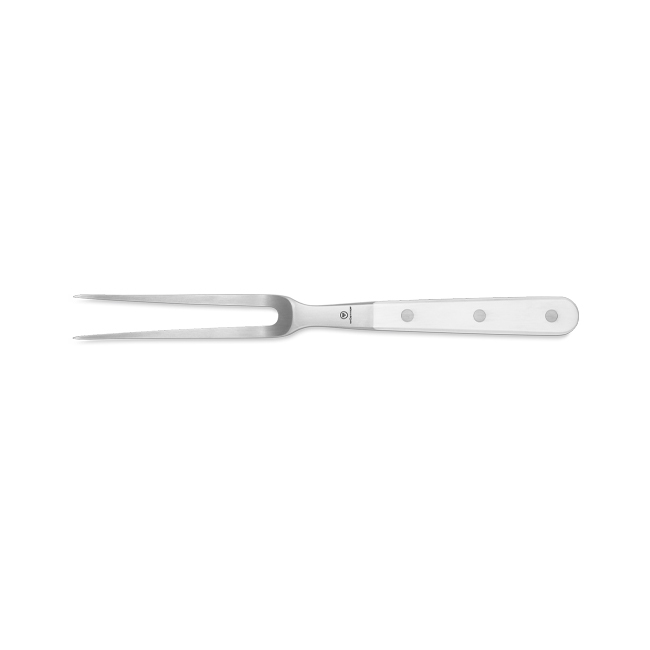 Wüsthof Classic 2-Piece Hollow Edge Carving Set | White - Curved carving fork