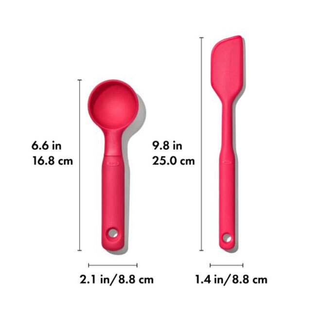 OXO Good Grips Silicone Cookie Scoop & Small Spatula Set | Red