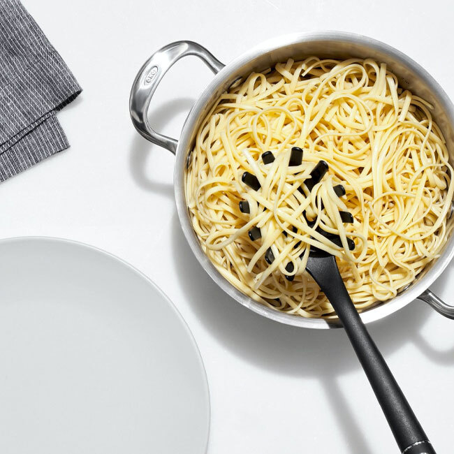 OXO Good Grips Nylon Spaghetti Server in use