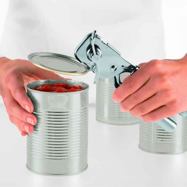 Rösle Can Opener with Pliers Grip in use