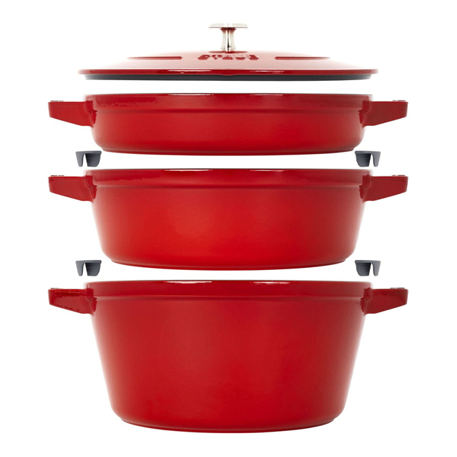 Staub 4-Pc Cast Iron Stackable Set | Cherry