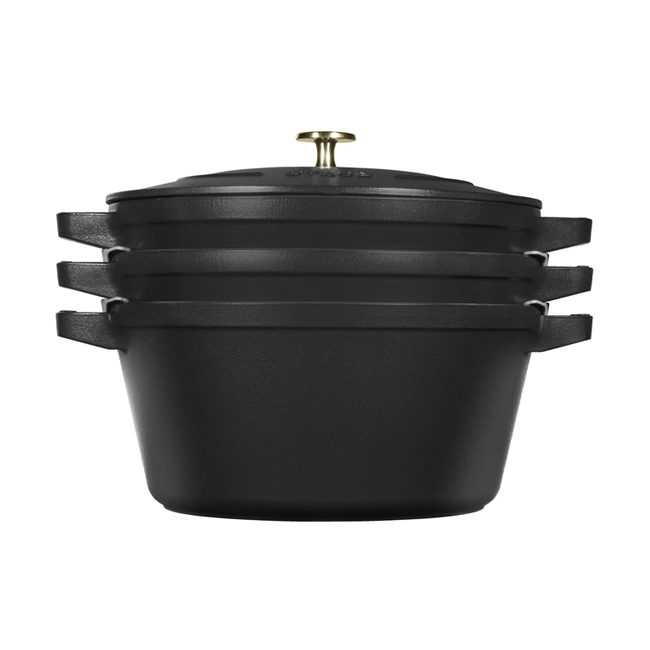 Staub 4-Pc Cast Iron Stackable Set | Black