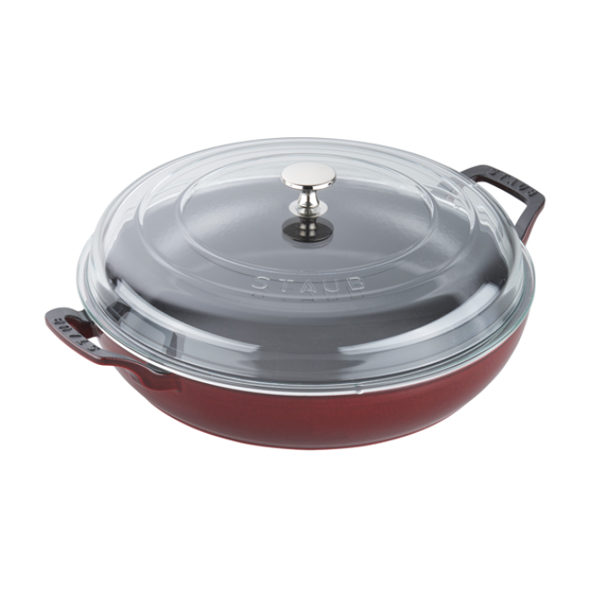 Staub Cast Iron 3.5 Qt. Braiser with Glass Lid | Grenadine