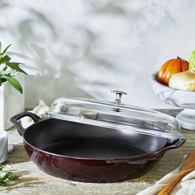 Staub Cast Iron 3.5 Qt. Braiser with Glass Lid | Grenadine