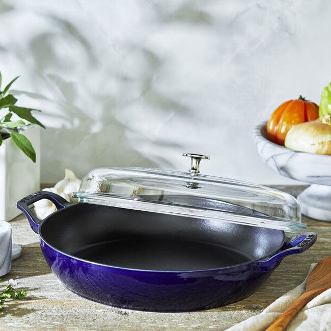 Staub Cast Iron 3.5 Qt. Braiser with Glass Lid | Dark Blue
