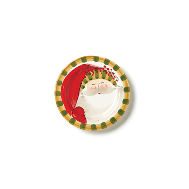 Vietri Old St. Nick Round Salad Plate - Striped Hat