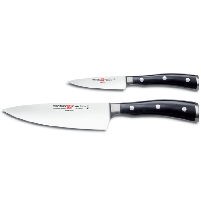 Wusthof Classic Ikon Kitchen Knife Starter Set, Black