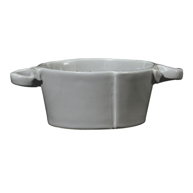 Vietri Lastra Small Handled Bowl - Gray