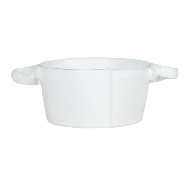 Vietri Lastra Small Handled Bowl - White 