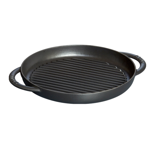 Dropship Cast Iron Grill Pan 12.6 Inch Pre-Seasoned Cast Iron Griddle Pan  Dual Handles Cast Iron Skillets For BBQ Round Cast Iron Griddle For Any Stove  Top And All Cooking Tops to