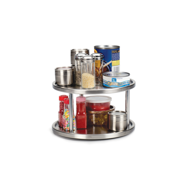 Product RSVP International Stainless Steel Two-Tier Turntable with items