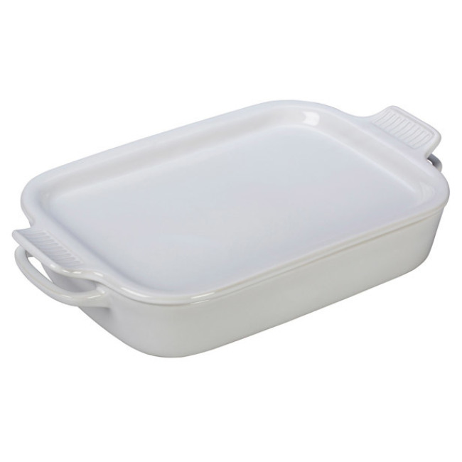 Le Creuset Rectangular Dish with Platter Lid | White