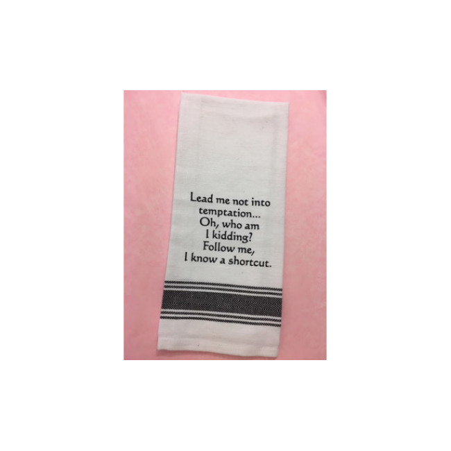 Product Tea Towel " Lead me not into temptation..."