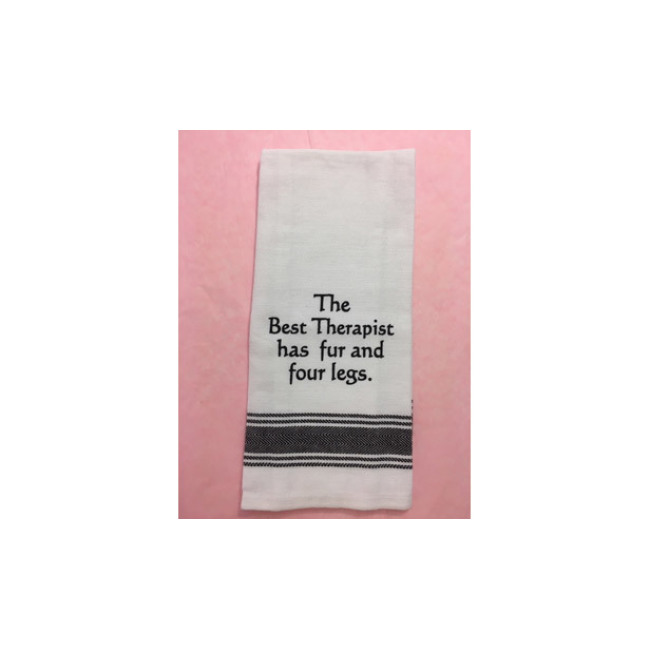 Product Tea Towel " The Best Therapist has fur and four legs "