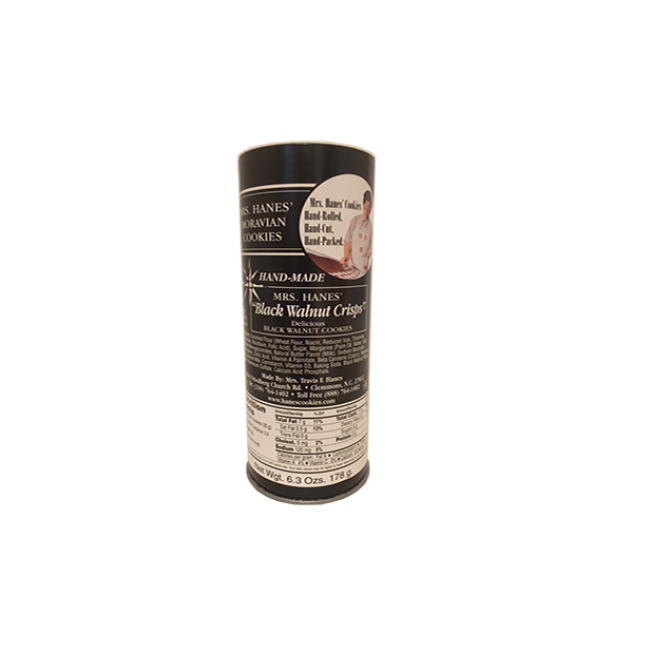 Mrs. Hanes Black Walnut Crisps Moravian Cookie Tube