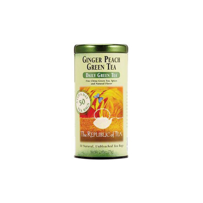 The Republic of Tea Ginger Peach Green Tea Bags 
