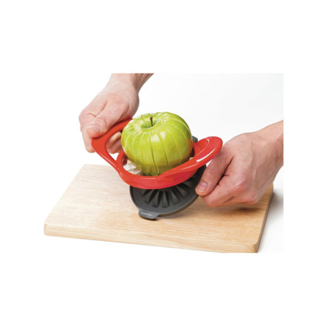 Red Thin Apple Slicer Prepworks Push Flip Pop Cover Safely Pops