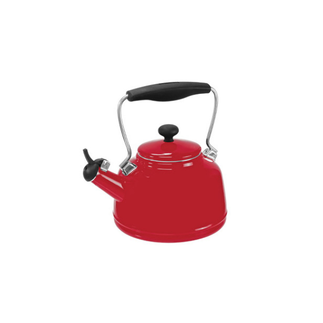 Chantal 1.7 qt Enamel-on-Steel Vintage Teakettle - Red