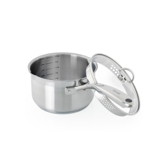 Chantal Induction 21 Stainless Steel Saucepan with Pour Spout and Strainer (2.5 Qt.)