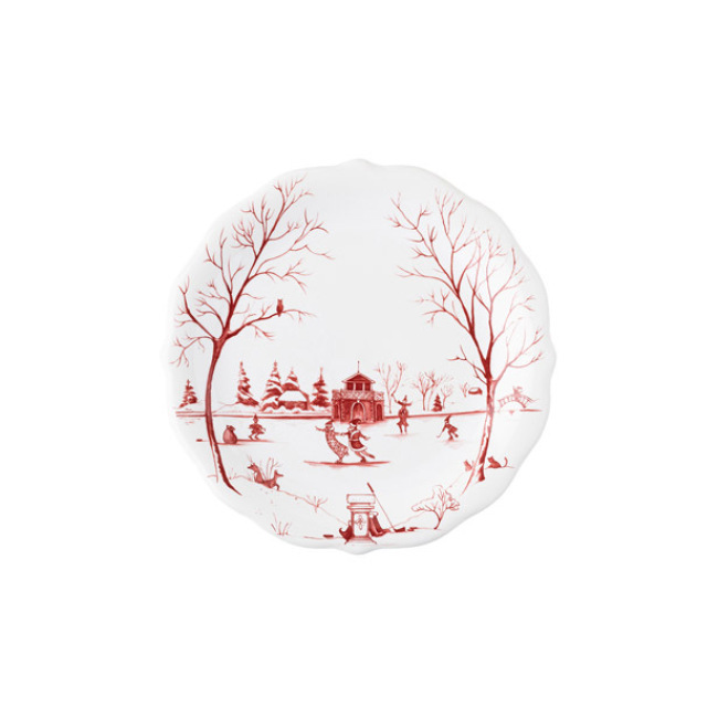 Juliska Country Estate Winter Frolic Mr. & Mrs. Claus Ruby Party Plates Set of 4 1