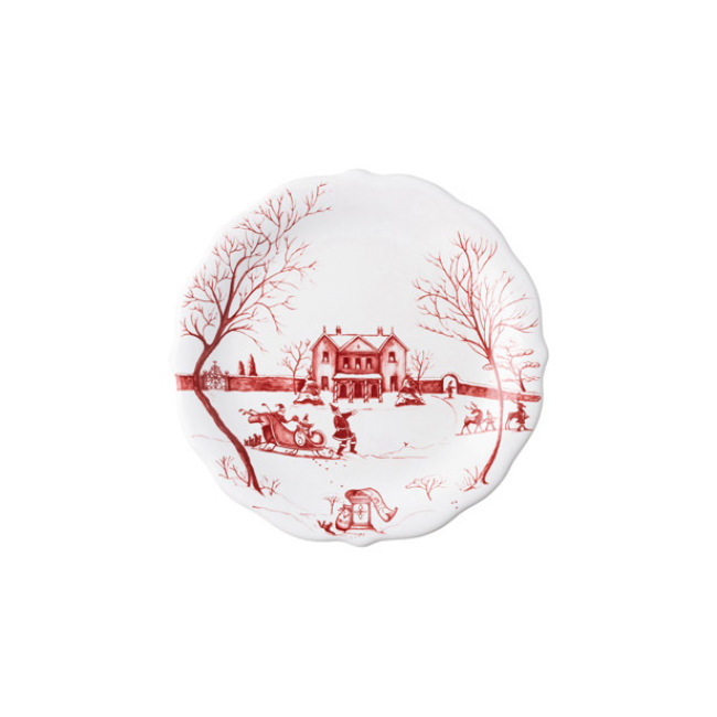 Juliska Country Estate Winter Frolic Mr. & Mrs. Claus Ruby Party Plates Set of 4 3