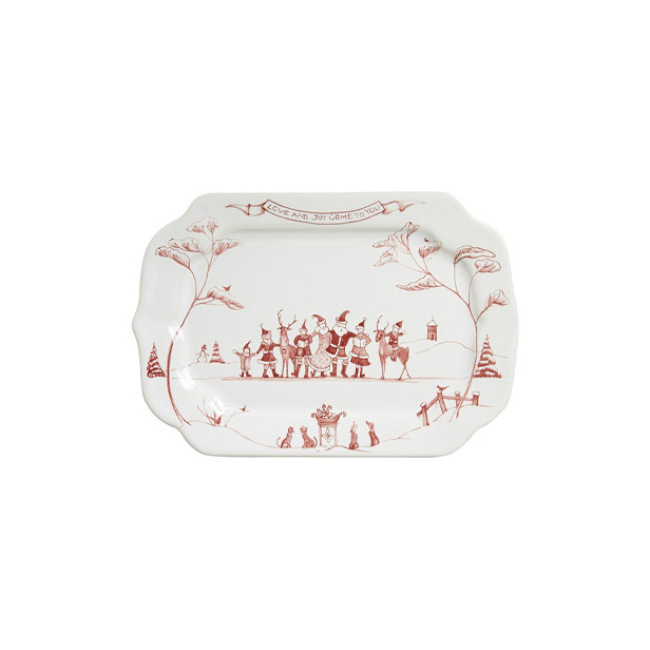 Juliska Country Estate Winter Frolic Ruby Gift Tray ‘Love & Joy’