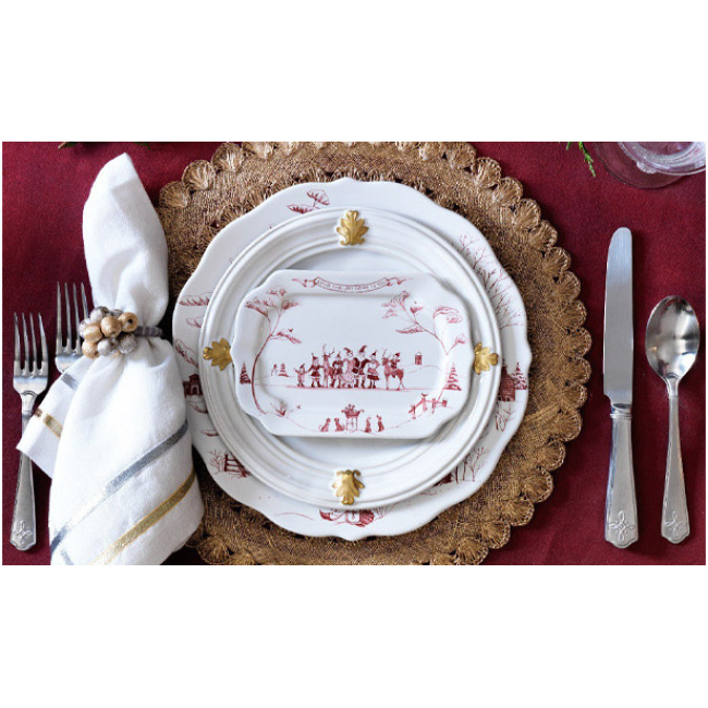 Juliska Country Estate Winter Frolic Ruby Gift Tray ‘Love & Joy’ 1