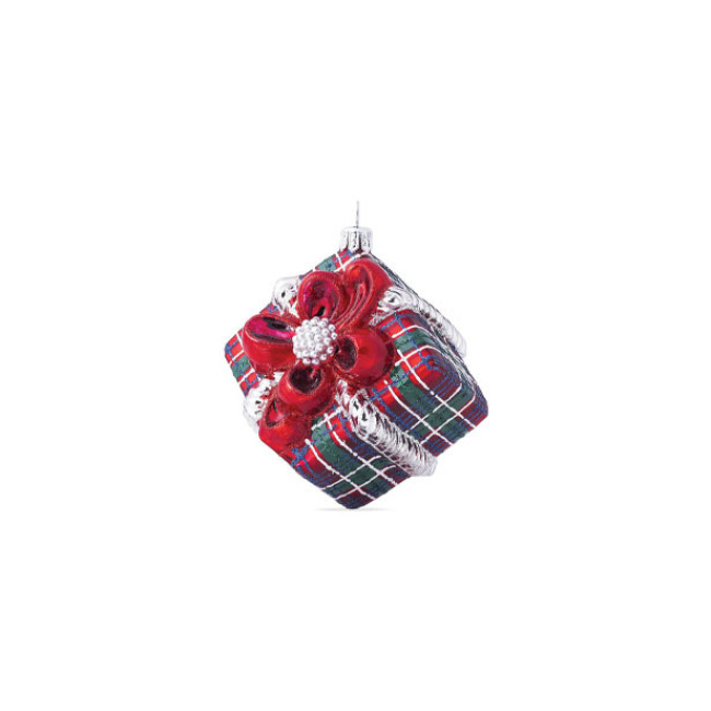 Juliska Berry & Thread Tartan Present Glass Ornament