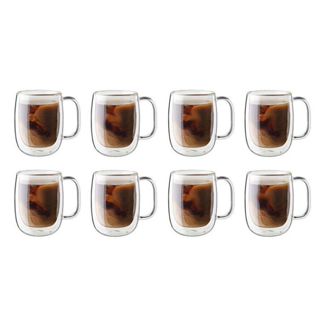 Zwilling J A Henckels Sorrento Plus, Double-Wall 12.0 oz. Glass Coffee Mugs, Set of 8