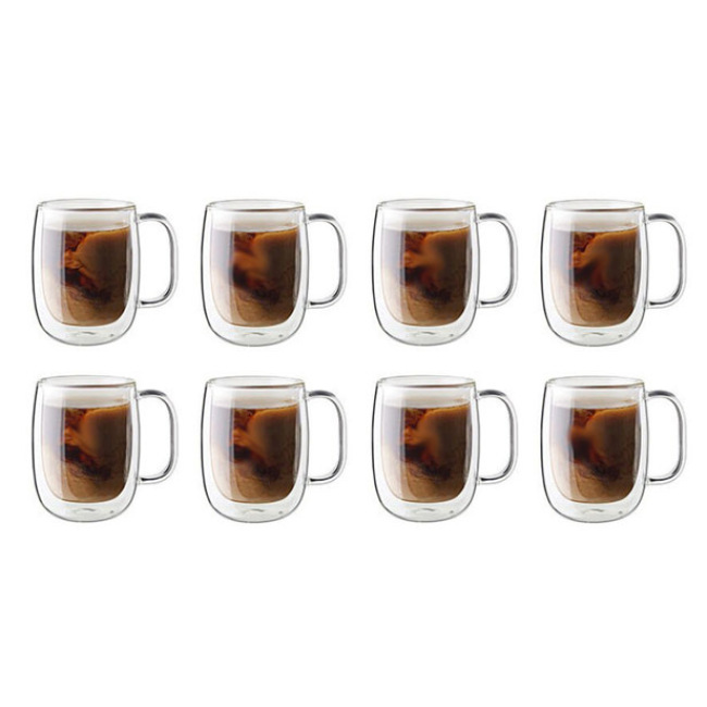 Product Zwilling J A Henckels Sorrento Plus, Double-Wall 12.0 oz. Glass Coffee Mugs, Set of 8