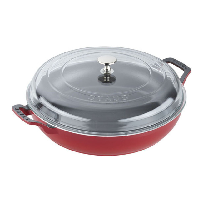 Staub Cast Iron 3.5 Qt. Braiser with Glass Lid | Cherry Red