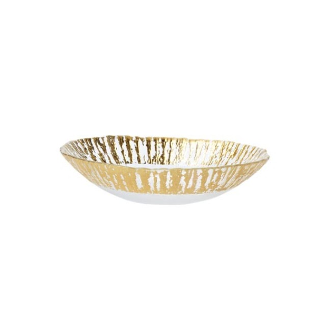 Vietri Rufolo Glass Gold Medium Oval Serving Bowl