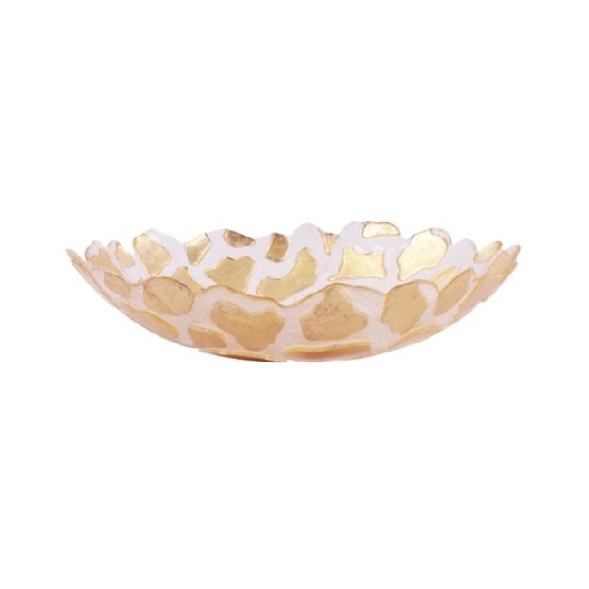 Product Vietri Rufolo Glass Gold Giraffe Medium Shallow Bowl