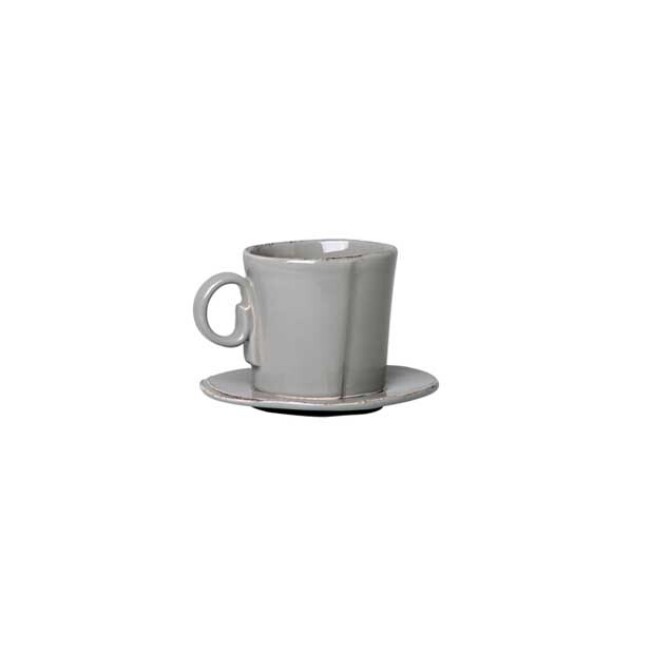 Vietri Lastra Espresso Cup & Saucer - Gray