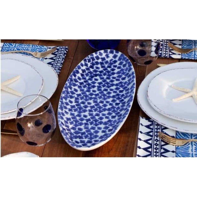 Viva by Vietri Santorini Flower Narrow Oval Platter 1