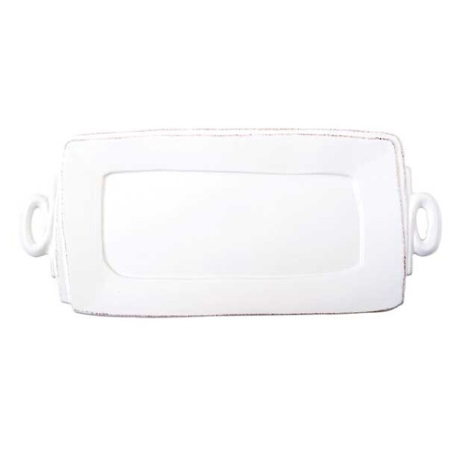Vietri Lastra Handled Rectangular Platter - White