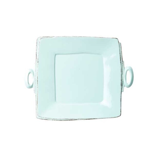 Vietri Lastra Handled Square Platter - Aqua