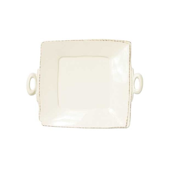 Vietri Lastra Handled Square Platter - Linen