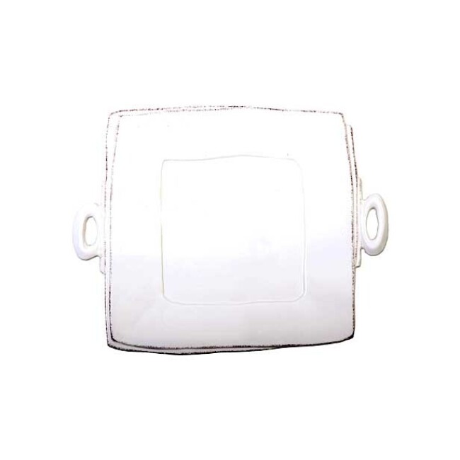 Product Vietri Lastra Handled Square Platter - White